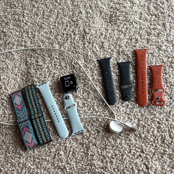 Apple Smartwatch with Black Blue and brown Bands series 3